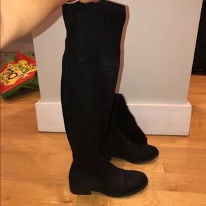 Black Suede Over The Knee Boot. Sz 6 1/2
